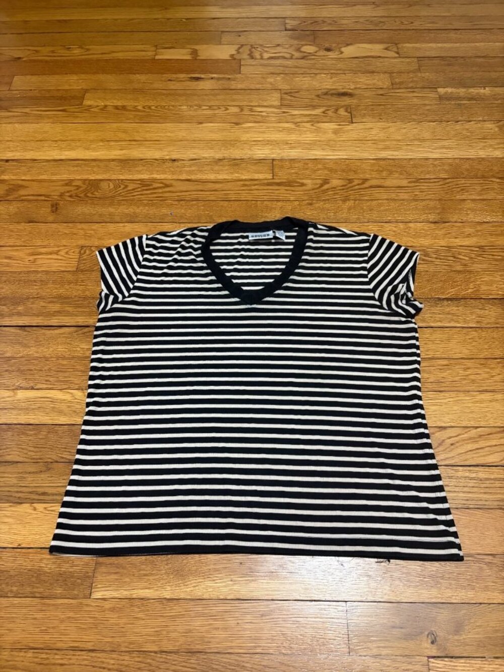Chico's Design Womens Slinky Knit Short Sleeve Shirt Size 3 (US 16) Black White